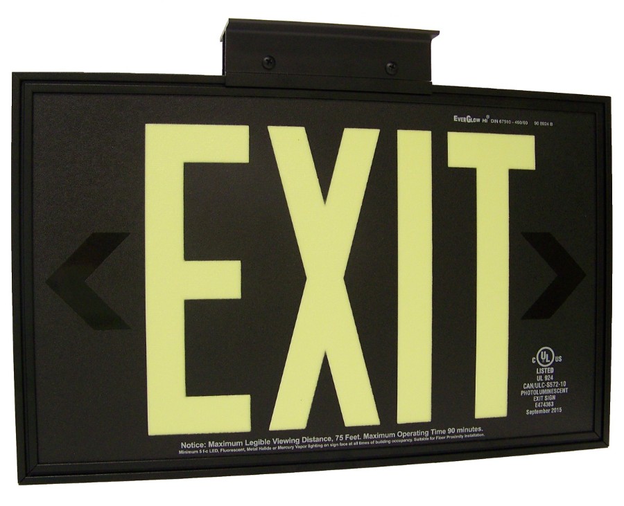 EverGlow NA, Inc. Exit Signs Black Exit Sign, 1Side, Standard